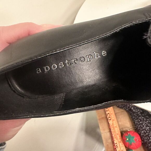 Apostrophe Tanner Black Leather Loafers Chunky Heeled 
 Sz 9 Y2K Academia Witchy - Picture 10 of 16